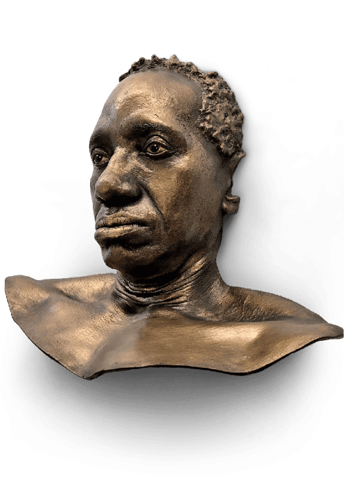 portrait, face, sculpture, body casting, close eyes, bronze, odliatok tvare, ibrahim maiga, iby, ibi